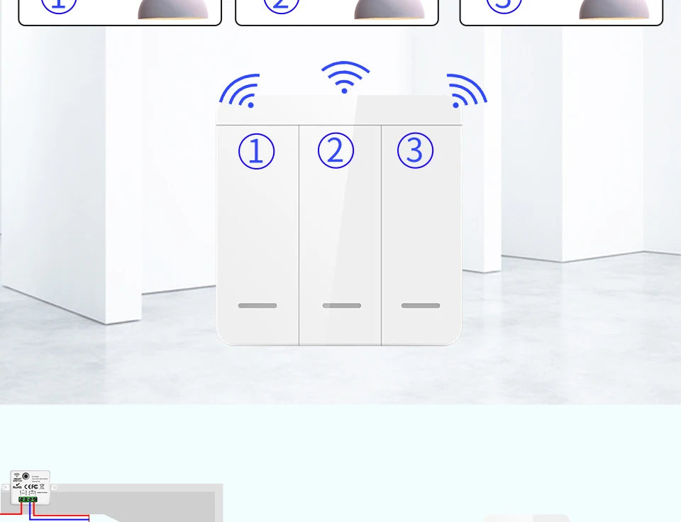 Drahtloser ON OFF-Schalter RF433-Modul Fernbedienung Lichtschalter 1/2/3 Gang Wandschalter für Glühbirne Kronleuchter 10A 110V 220V.