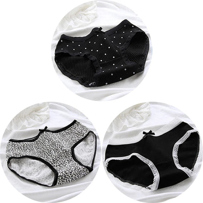 3Pcs/set Women Sexy Cotton Panties Underwear Seamless Soft Briefs Skin-Friendly Female Lingerie Mid-waist Black Underpants.