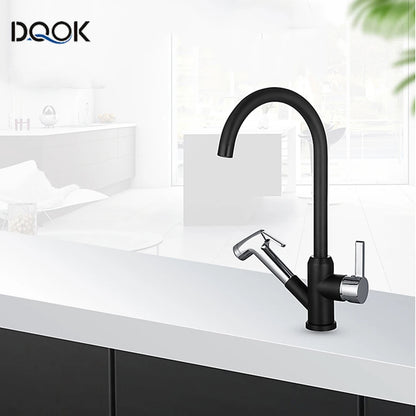 Brushed Nickel Kitchen Faucet Flexible Pull Out Nozzle Kitchen Sink Mixer Tap Stream Sprayer Head Deck Black Hot Cold Water Taps