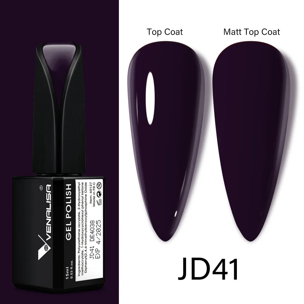 15ml VENALISA Gel Nail Polish Highly Pigmented Full Coverage Nail Gel Lacquer Semi Permanent Beauty Matt Top Coat Gel Varnish