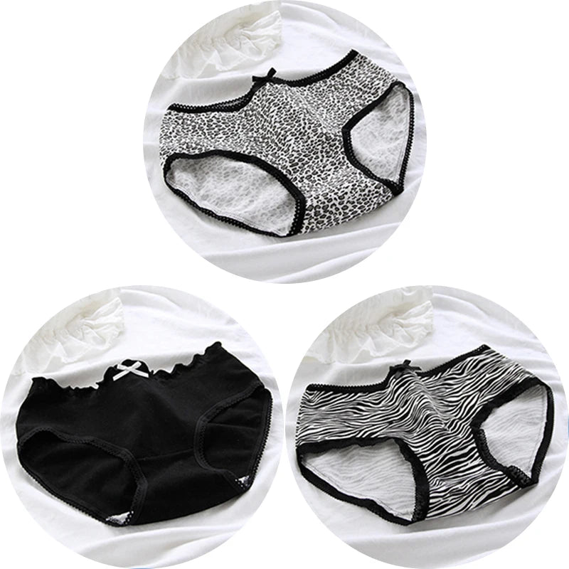 3Pcs/set Women Sexy Cotton Panties Underwear Seamless Soft Briefs Skin-Friendly Female Lingerie Mid-waist Black Underpants.