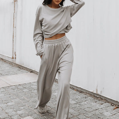 Fashion Tracksuit 2 Piece Set Autumn Winter Pullover Top + Long Pants Sports Suit Female Sweatshirt Sportswear Suit For Woman.