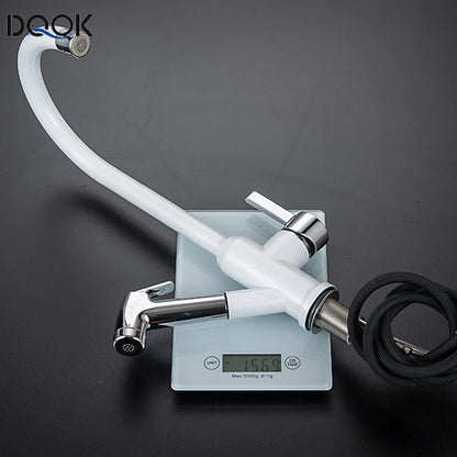 Brushed Nickel Kitchen Faucet Flexible Pull Out Nozzle Kitchen Sink Mixer Tap Stream Sprayer Head Deck Black Hot Cold Water Taps