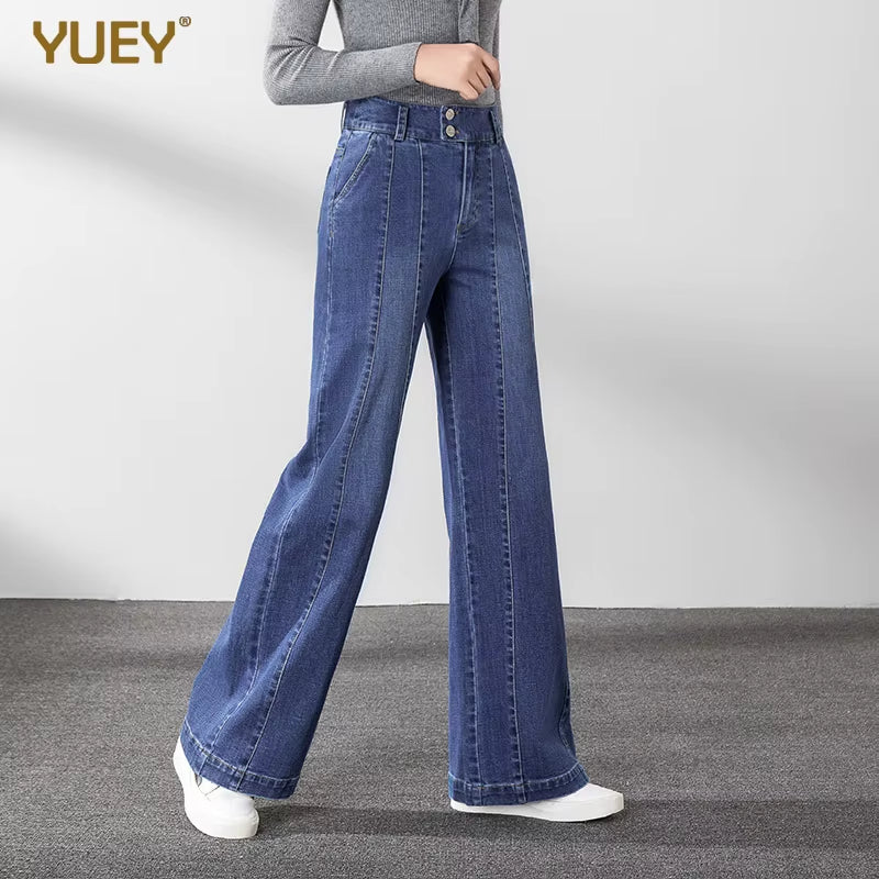 Women Straight Leg Striped Stretch 99.3% Cotton Denim Jeans for Autumn Winter Thicken Jeans 2025 New Fashion High Waist Oversize.