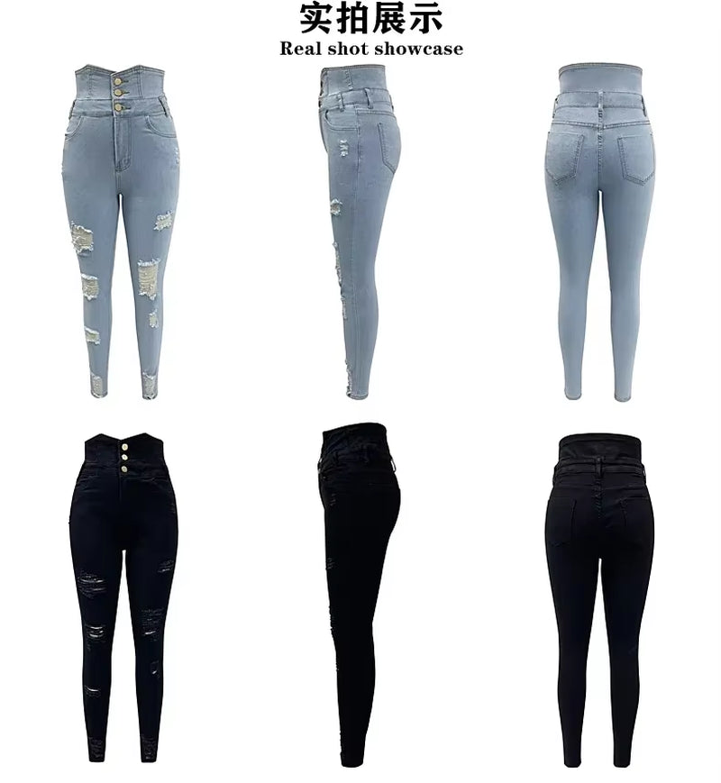 Pencil Pants Jeans Women Pencil Pants Bodycon High Waist Casual Long Pant Sheath Denim Trousers Tie Y2K Trouser Spring 2024.