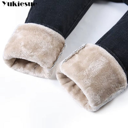 Thick Winter Warm Skinny Jeans for Women Female High Waist Velvet Denim Pants Streetwear Stretch Trousers Clothes.