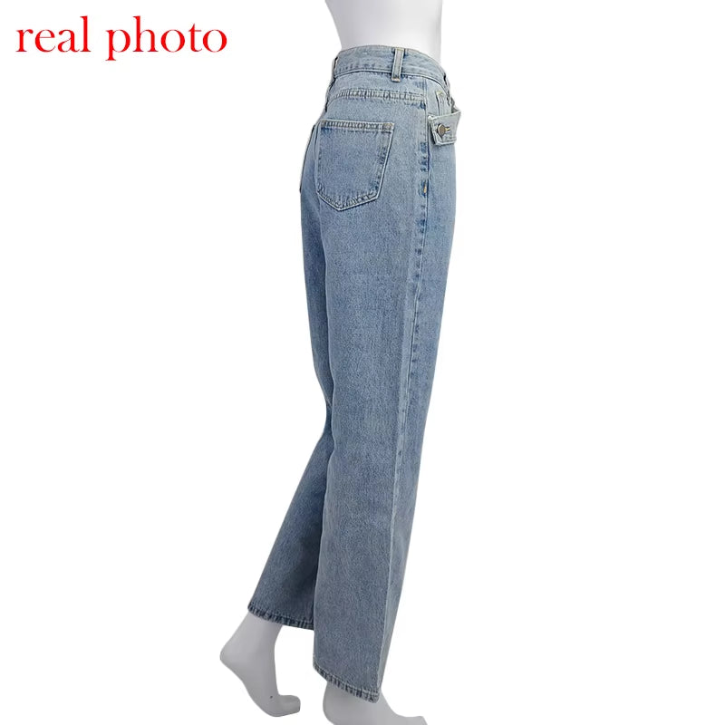 Casual Fashion Straight Denim High Waist Jeans Women Pants Fall Winter 2025 Harajuku Boyfriend Jeans Loose Bottom.