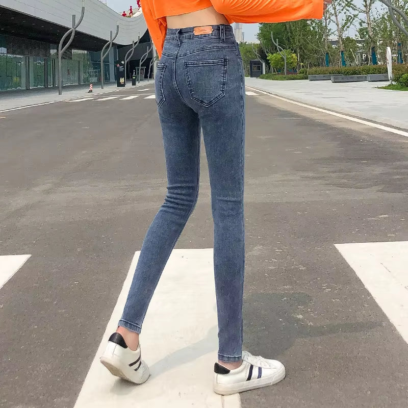 NEW Women Stretch High Waist Classic Retro Jeans Lady Clothes 38 40 Skinny Pants Push up Leggings Mom Jeans Pencil Trousers.