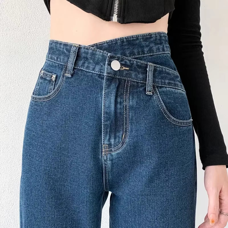 Jeans Women Wide Leg Pants Mom Femme Black Blue Jeans High Waist Woman Trousers 2023 Clothing Pantalones Spodnie Damskie.