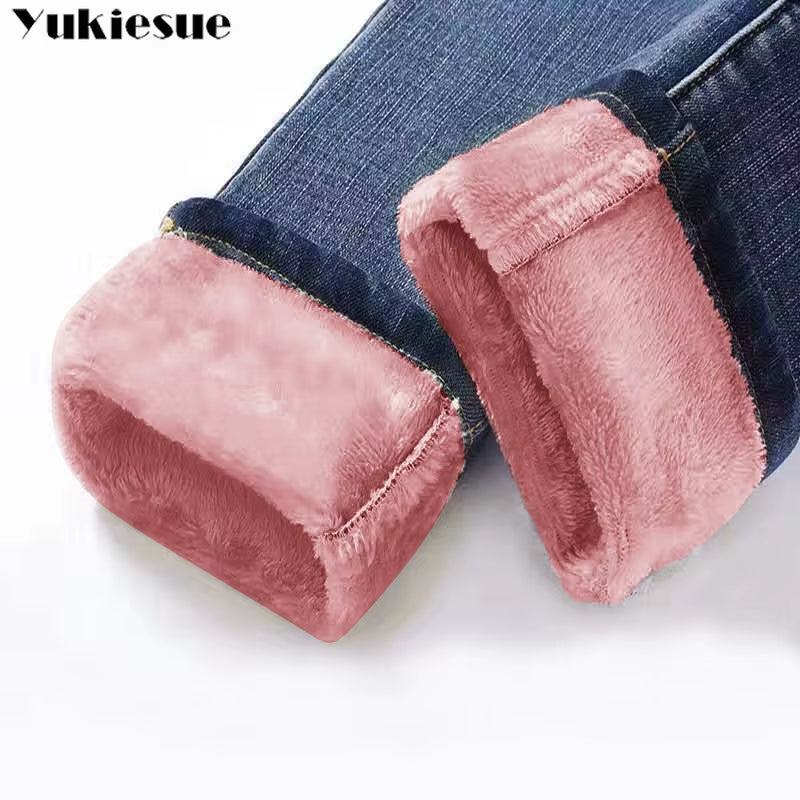 Winter Warm Jeans Woman 2022 High Waist Casual Velvet Ladies Trousers Female Pantalon Denim Jeans for Women Pants Clothe.