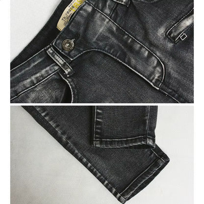 Stretch Ripped Jeans Tall Women Torn Pencil Pants Designer Gothic Punk Motorcycle Denim Trousers Female Low Waist Streetwear.