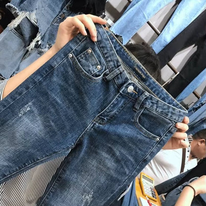 Skinny Ripped Jeans Women Spring Summer Autumn Hot Selling Women'S Fashion Casual Girls Cute Denim Pants Female Cheap Wholesale.