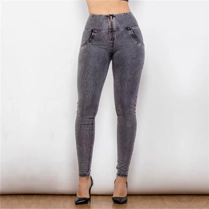 Melody Grey High Waist Zipper Fly Jeans Jeggings.