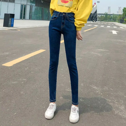 NEW Women Stretch High Waist Classic Retro Jeans Lady Clothes 38 40 Skinny Pants Push up Leggings Mom Jeans Pencil Trousers.
