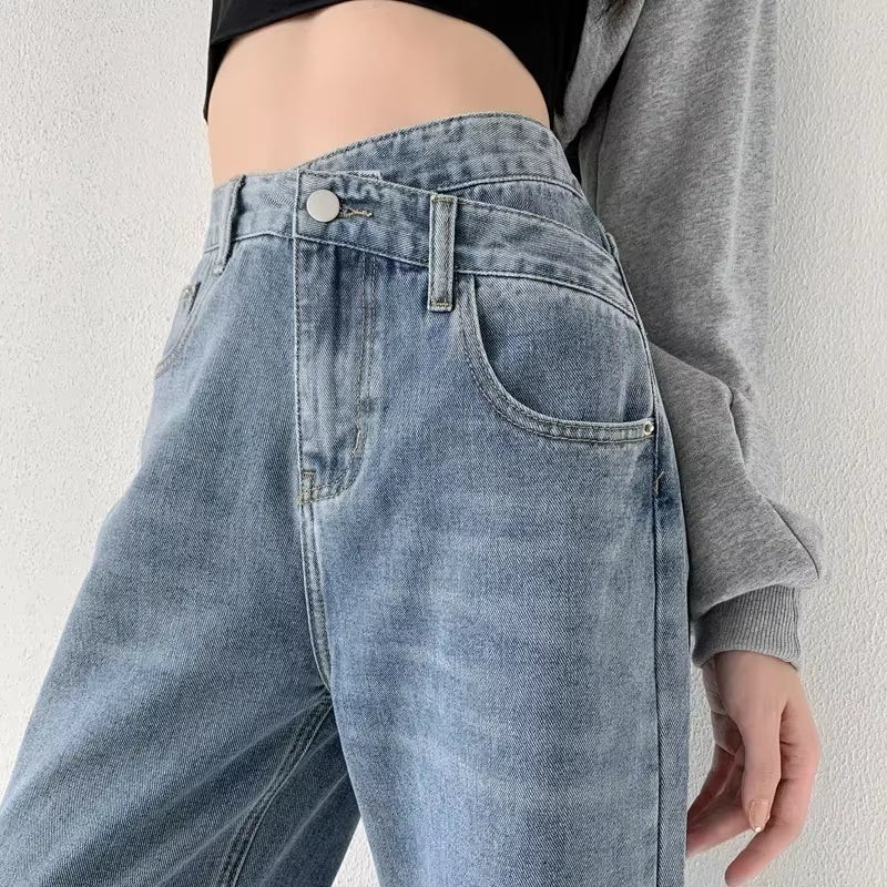 Jeans Women Wide Leg Pants Mom Femme Black Blue Jeans High Waist Woman Trousers 2023 Clothing Pantalones Spodnie Damskie.