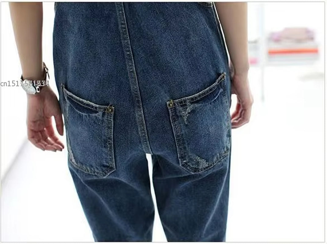 2024 Women Girl Washed Jeans Denim Casual Hole Jumpsuit Romper Overall #16 XXL XXXL.