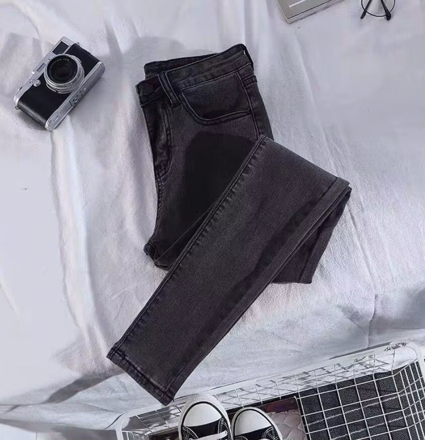 Elastic Strech Jeans for Women High Waist Full Length Skinny Pencil Black Blue Denim Pants Slim Streetwear Female Trousers.