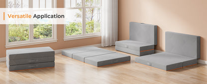 Vesgantti Klappmatratze, 15 und 8 cm große faltbare Gel-Memory-Schaum-Matratze, dreifach faltbar, für Reisen, Camping, Gästebett