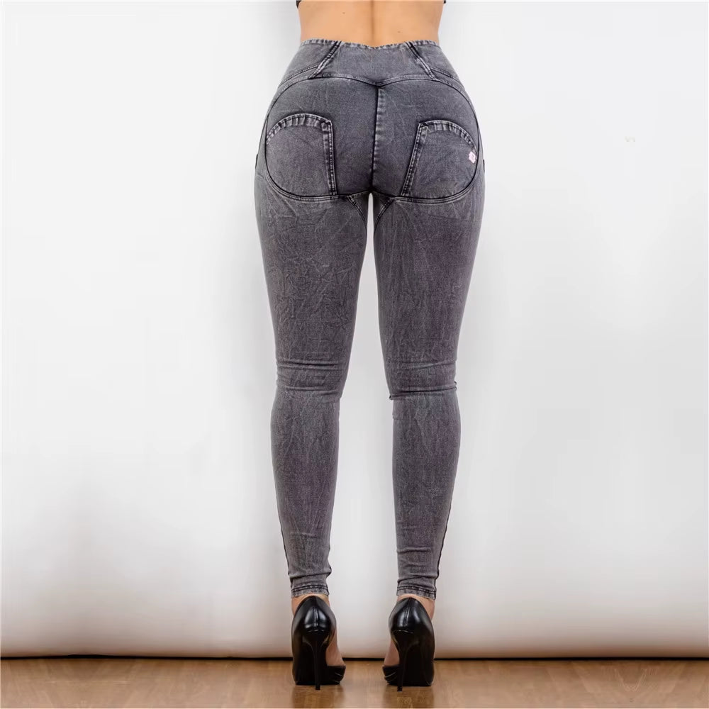 Melody Grey High Waist Zipper Fly Jeans Jeggings.