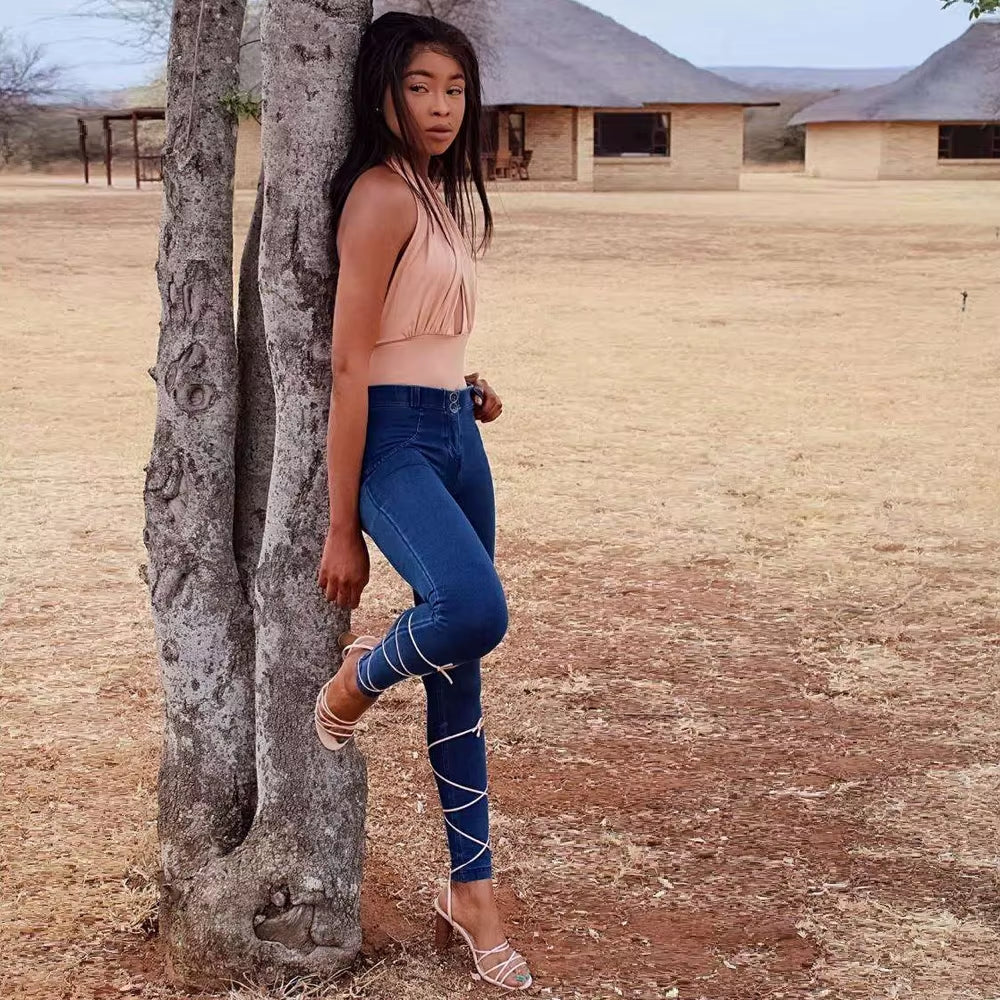 Shascullfites Skinny Jeans Summer Women'S Pants Bum Lift Leggings Slim Fit Pencil Pants Seam Hug Blue Denim Trousers Streetwear.