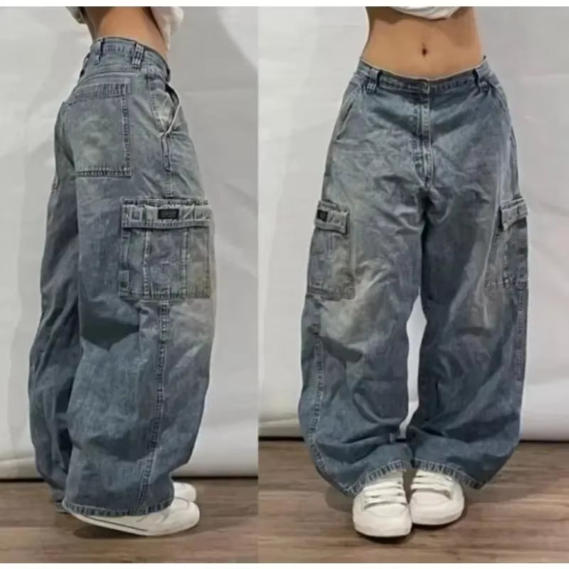 Streetwear New Fashion Oversized Print Baggy Jeans Y2K Harajuku Hip-Hop Vintage Pop Gothic High Waist Wide-Leg Pants Trousers.