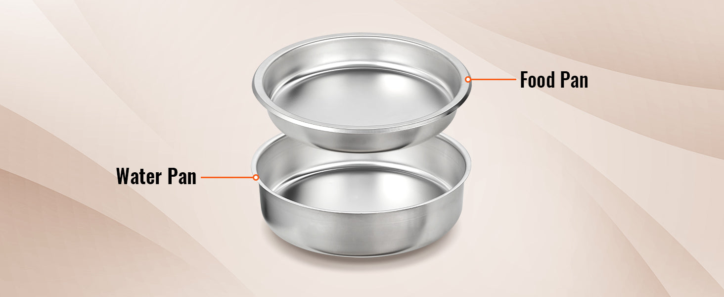 SucceBuy Roll Top Chafing Dish Buffet Set 6 Qt 2 Pack Stainless Steel Chafer with 2 Full Size Pans Round Catering Warmer Server.