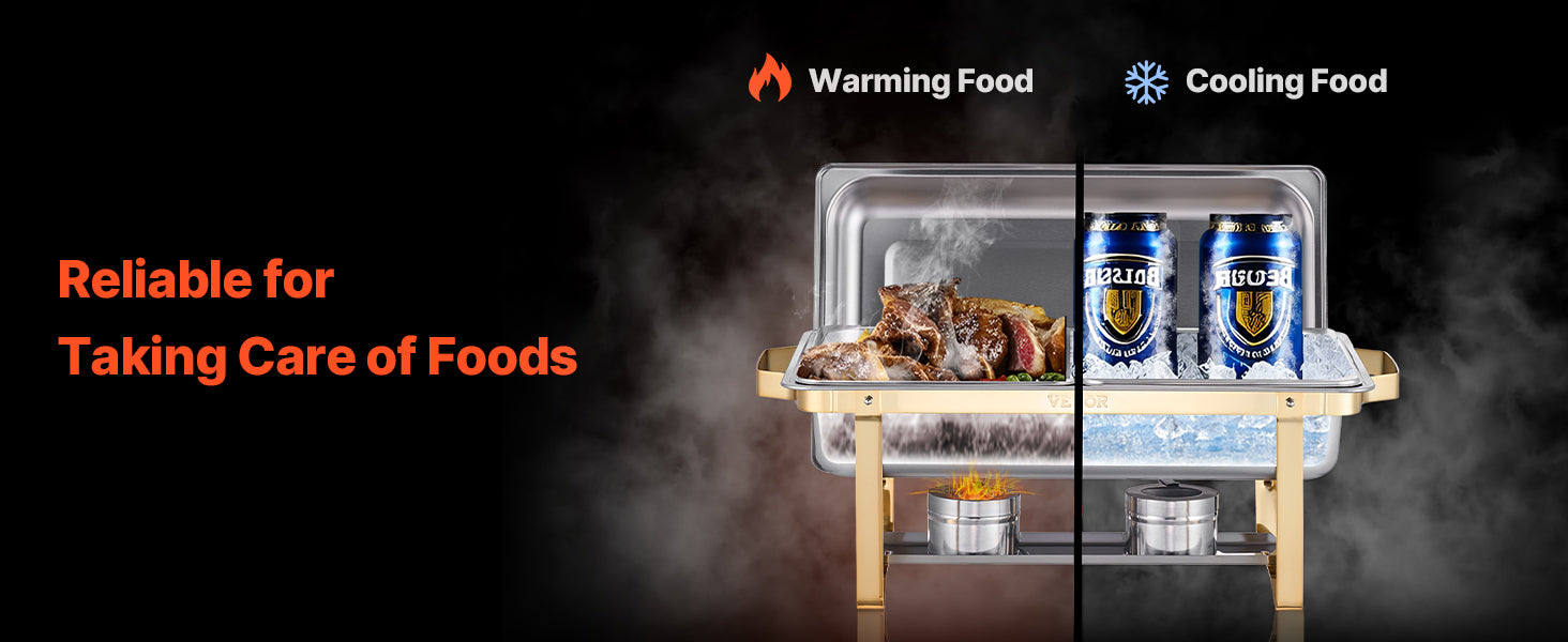 SucceBuy 8 Qt 4 Pack Chafing Dish Buffet Set Stainless Steel Chafer with 2 Full Size and 4 Half Size Pans Catering Warmer Server.