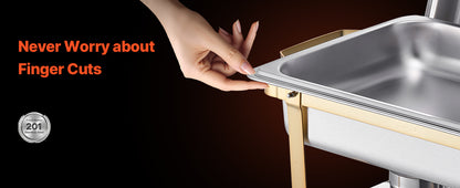 SucceBuy 8 Qt 4 Pack Chafing Dish Buffet Set Stainless Steel Chafer with 2 Full Size and 4 Half Size Pans Catering Warmer Server.