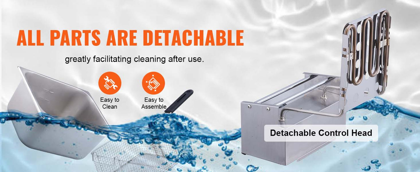 SucceBuy 12L 3000W Commercial Electric Deep Fryer w/Dual Tanks  Stainless Steel Countertop Fryer for Fried Chicken French Fries.