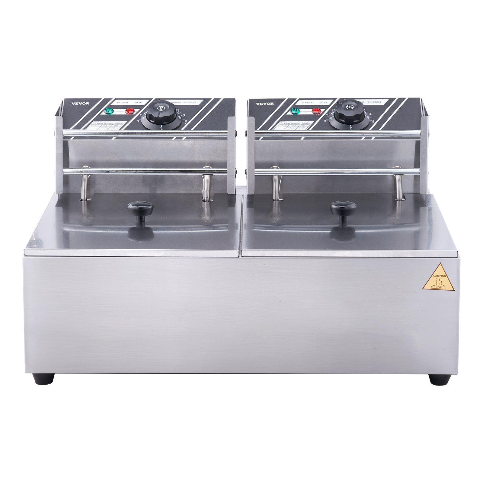 SucceBuy 12L Commercial Electric Deep Fryer w/Dual Tanks 3000W  Stainless Steel Countertop Fryer for Fried Chicken French Fries.