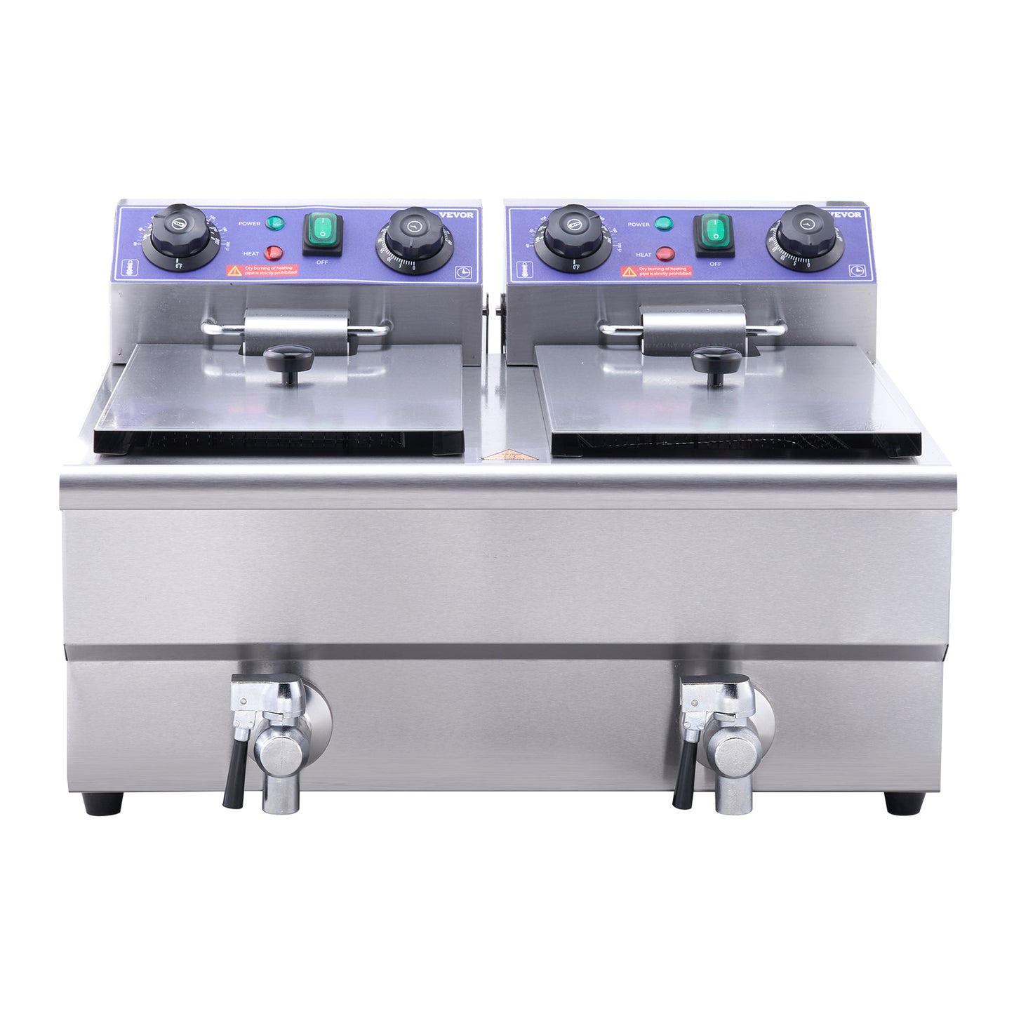 SucceBuy 12L Commercial Electric Deep Fryer w/Dual Tanks 3000W  Stainless Steel Countertop Fryer for Fried Chicken French Fries.
