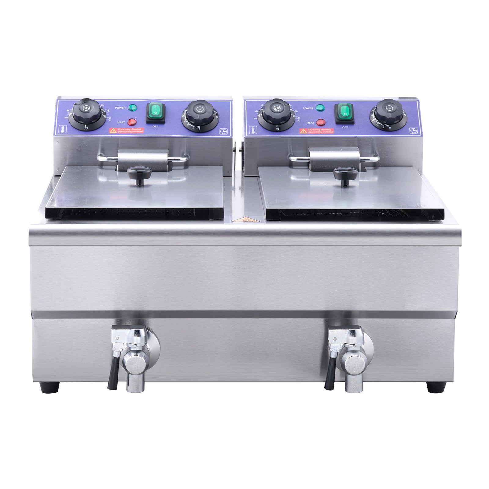 SucceBuy Commercial Electric Deep Fryer w/Dual Tanks 12L 3000W  Stainless Steel Countertop Fryer for Fried Chicken French Fries.