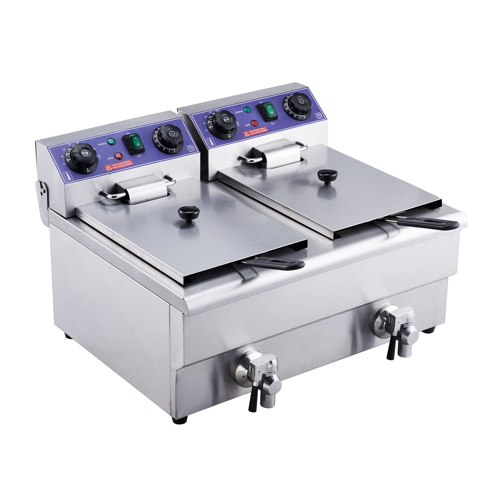 SucceBuy Commercial Electric Deep Fryer w/Dual Tanks 12L 3000W  Stainless Steel Countertop Fryer for Fried Chicken French Fries.