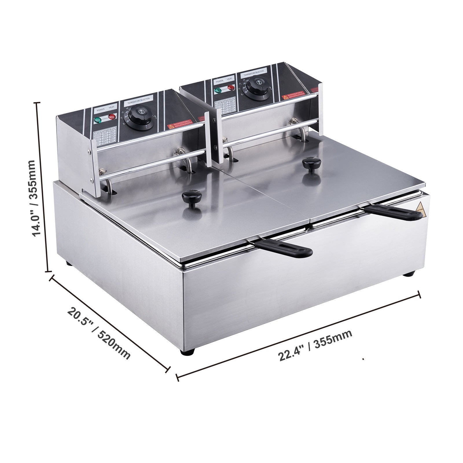 SucceBuy Commercial Electric Deep Fryer w/Dual Tanks 12L 3000W  Stainless Steel Countertop Fryer for Fried Chicken French Fries.