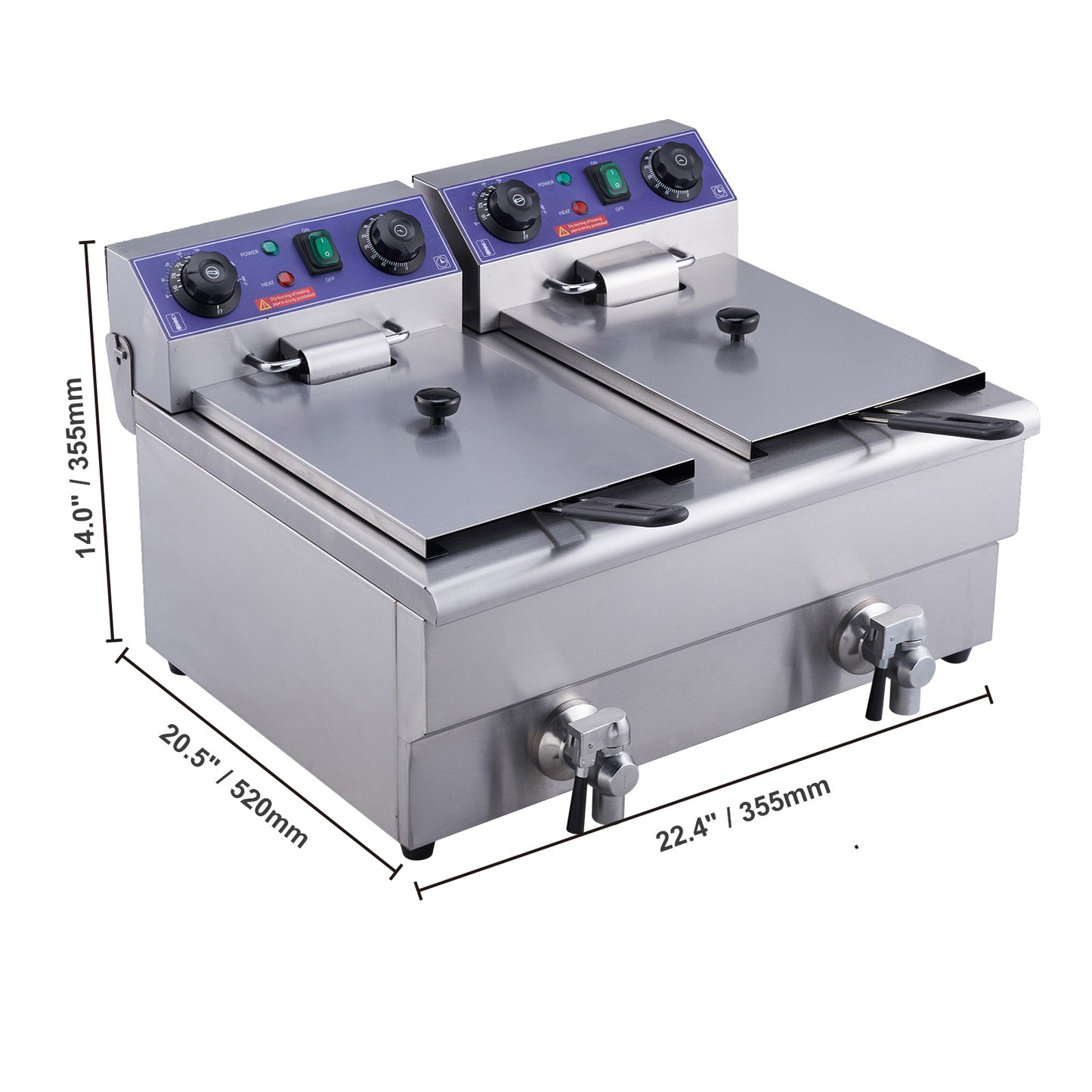 SucceBuy Commercial Electric Deep Fryer w/Dual Tanks 12L 3000W  Stainless Steel Countertop Fryer for Fried Chicken French Fries.