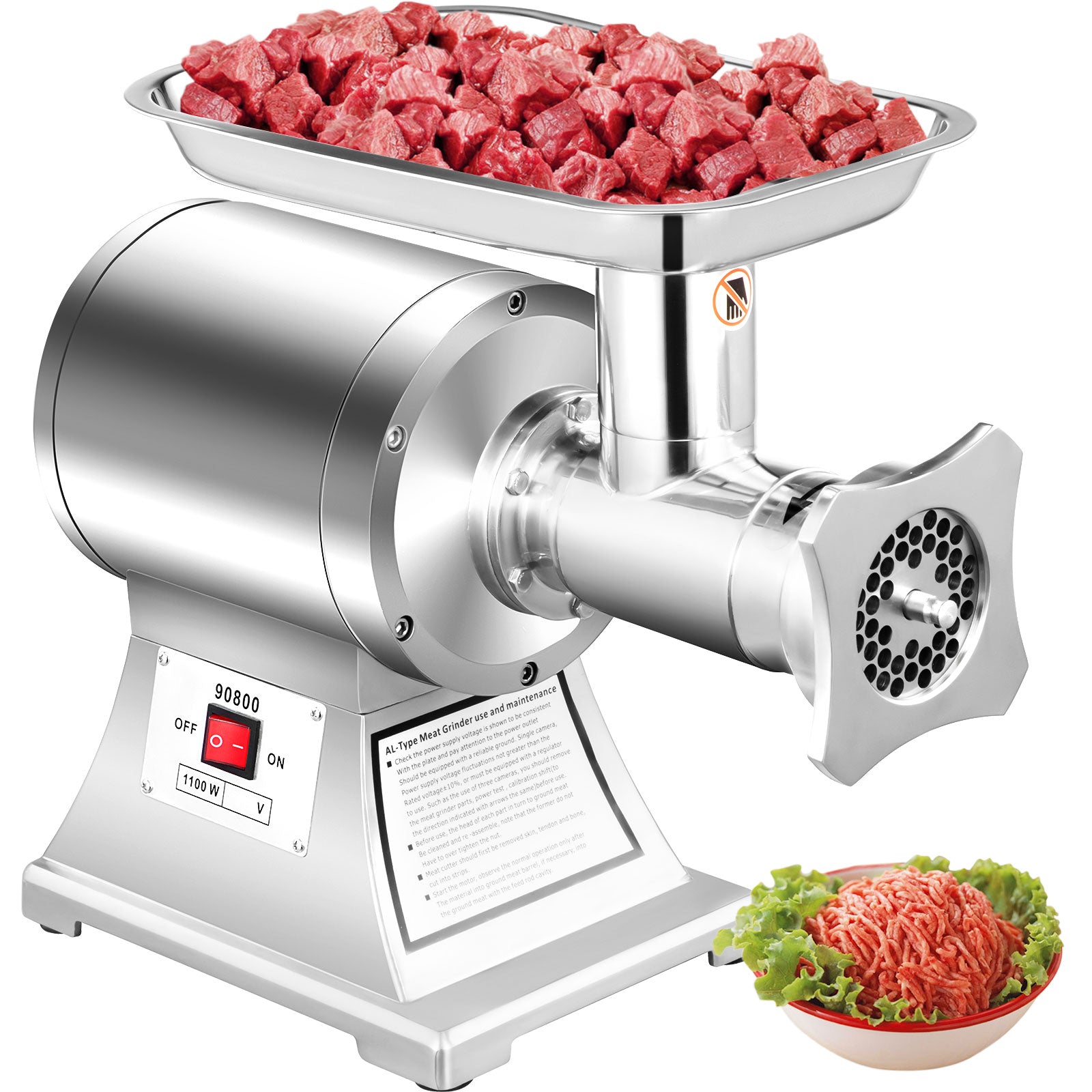 SucceBuy 122 Kg/H 250 KG/H Electric Meat Mincer Chopper Heavy Duty Food Processors Kitchen Appliances Commercial Grinder Machine.