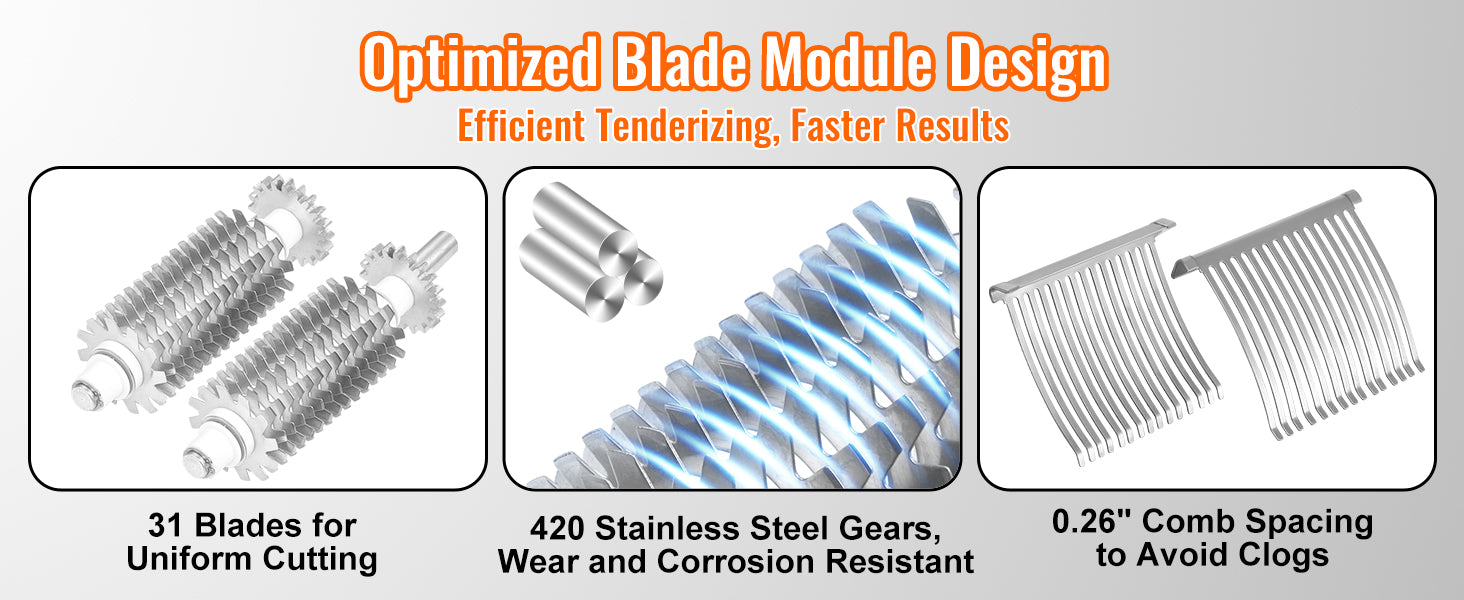 SucceBuy Commercial Meat Tenderizer Heavy Duty Stainless Steel Meat Tenderizer Machine Quick and Easy Manual Operation Kitchen.