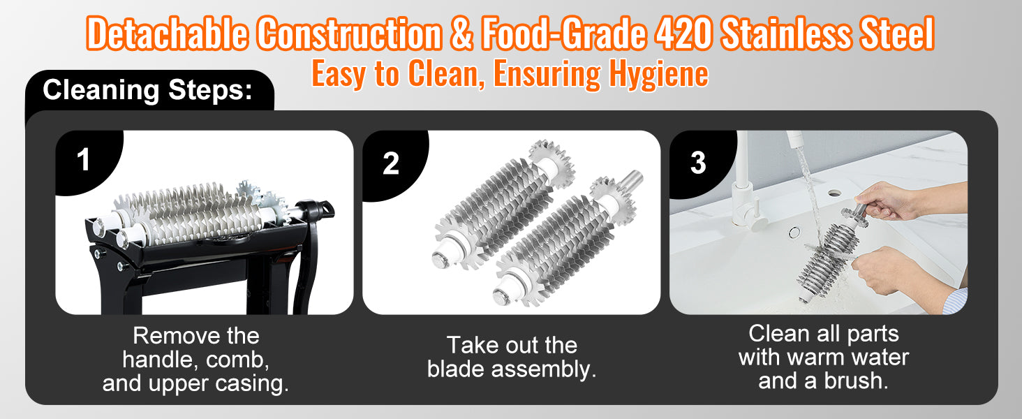 SucceBuy Commercial Meat Tenderizer Heavy Duty Stainless Steel Meat Tenderizer Machine Quick and Easy Manual Operation Kitchen.