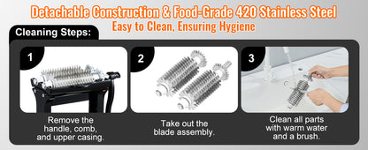 SucceBuy Commercial Meat Tenderizer Heavy Duty Stainless Steel Meat Tenderizer Machine Quick and Easy Manual Operation Kitchen.