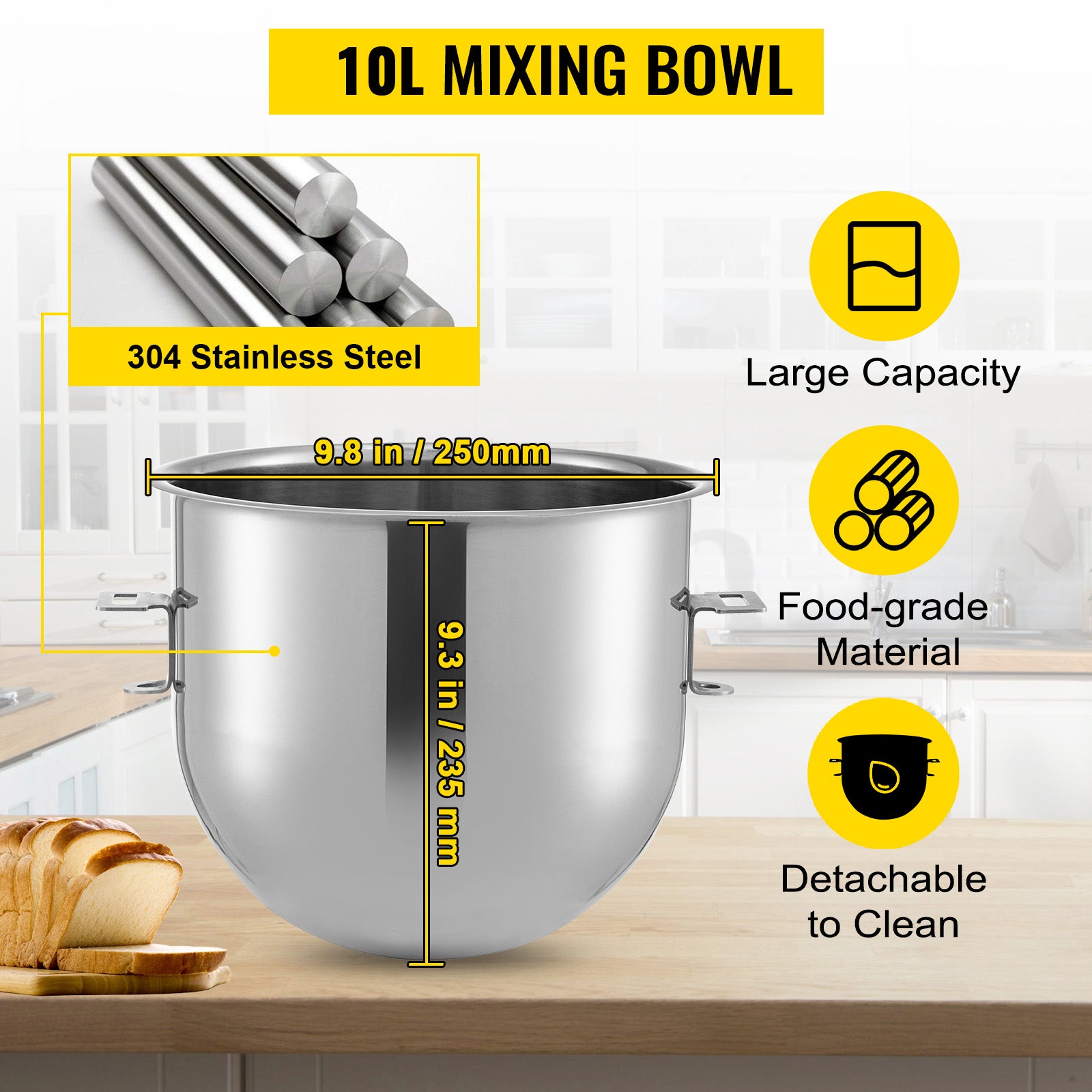 SucceBuy 10- 30L Electric Dough Machine Stainless Steel Commercial Cream Egg Whisk Mixer Processor Kitchen Food Stand Blender.