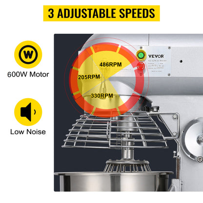 SucceBuy 15QT Industrial Kitchen Mixer 3 Gear Speeds (110/178/390 RPM) Durable 110V Includes Stainless Bowl Dough Hook Whisk.