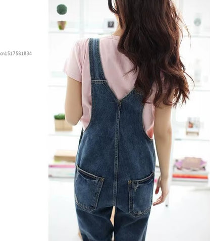 2024 Women Girl Washed Jeans Denim Casual Hole Jumpsuit Romper Overall #16 XXL XXXL.