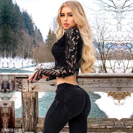 Melody Stretch Boyfriend Jean Straight Leg Jeans Womens Denim Skinny Black Pants Hip Capris Pencil Jeggings Femme Push Up.