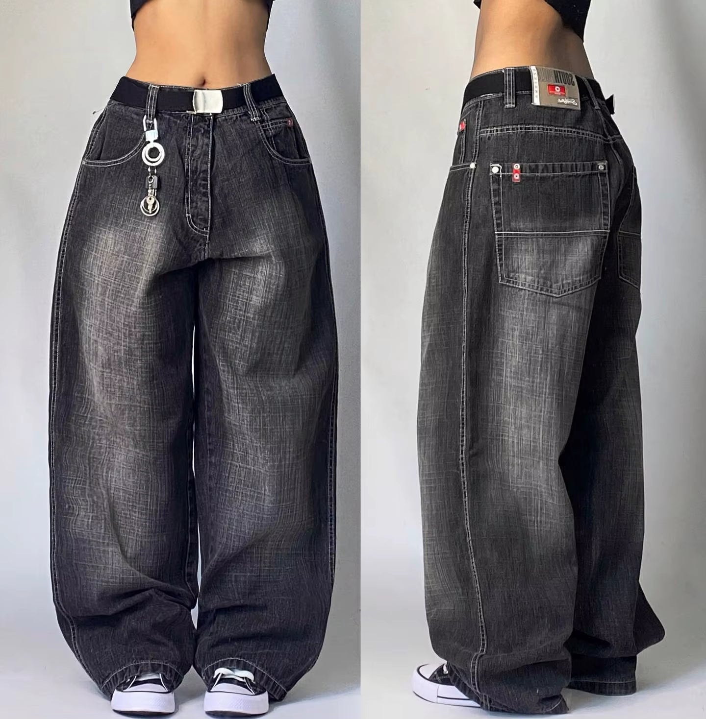 Streetwear New Fashion Oversized Print Baggy Jeans Y2K Harajuku Hip-Hop Vintage Pop Gothic High Waist Wide-Leg Pants Trousers.