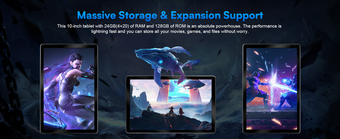 URAO C109L 10 Inch Tablets Android 15 A523 Octa Core Tablet 24GB+128GB 1 TB Expansion WiFi 6 5MP+8MP Camera Keyboard Mouse Set.