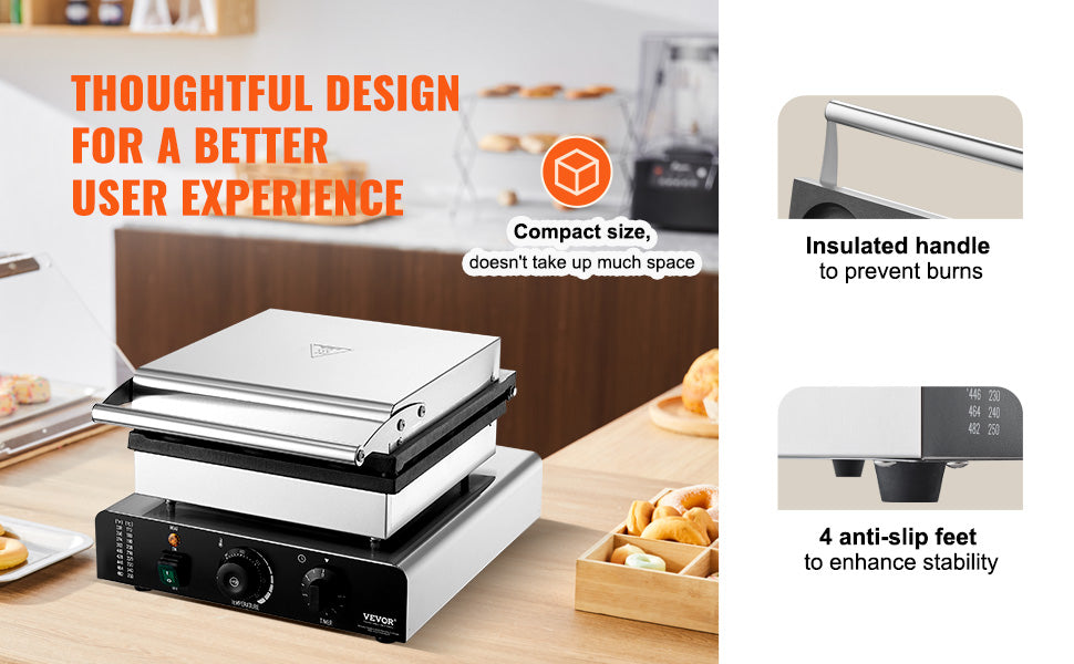 SucceBuy Electric Donut Maker Commercial Doughnut Machine with Non-stick Surface Double-Sided Heating Waffle Doughnut Machine.