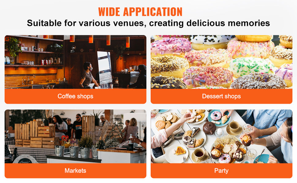 SucceBuy Electric Donut Maker Commercial Doughnut Machine with Non-stick Surface Double-Sided Heating Waffle Doughnut Machine.