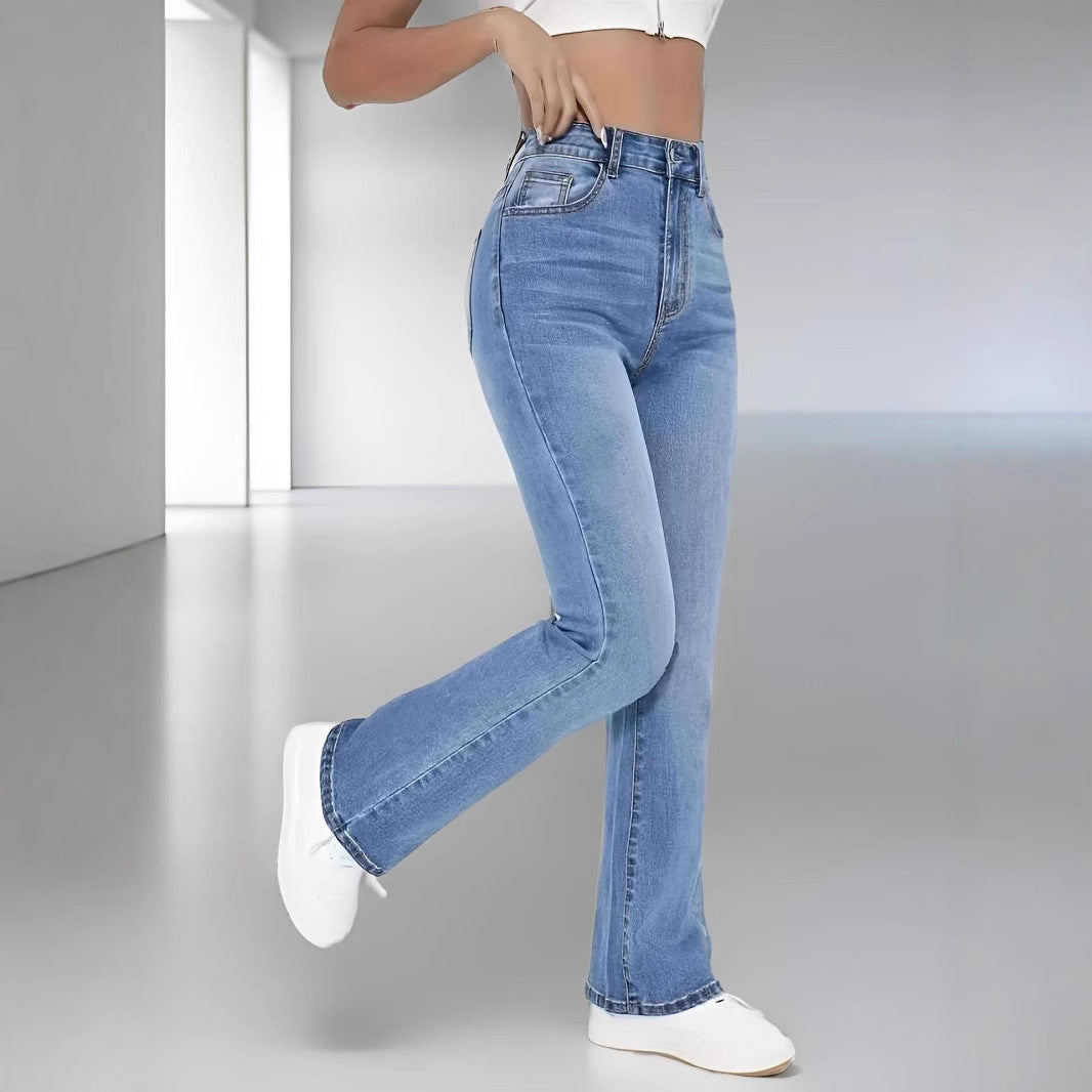 European and American Style Women Skinny Light Blue Jeans for Women Slim-Fit Figure Flattering Pants Trendy.
