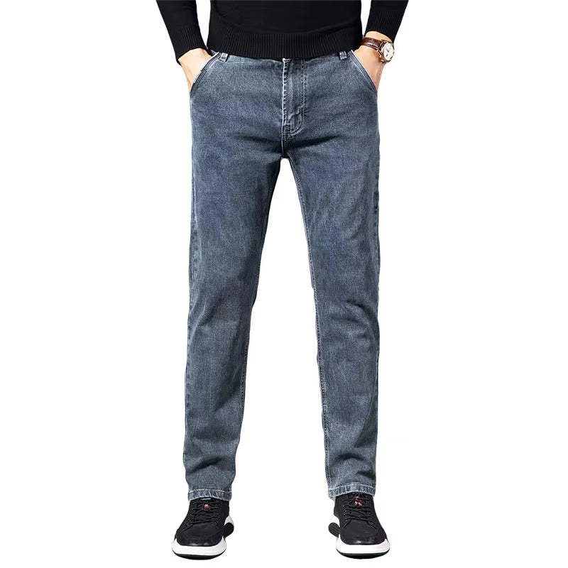 Autumn Summer Denim Jeans Men Straight Stretch Regular Jeans for Man Black Classic Vintage Mens Pant Big Size 29-38 40.