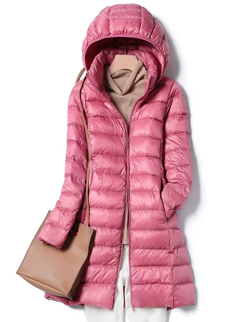 0-10℃ Women Winter Jackets Ultralight Portable Puffy Thin down Coat Hooded Female Duck down Jacket Hood Detachable Outerwear.